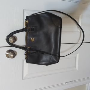 Tory Burch Robinson double zip black totebag purse